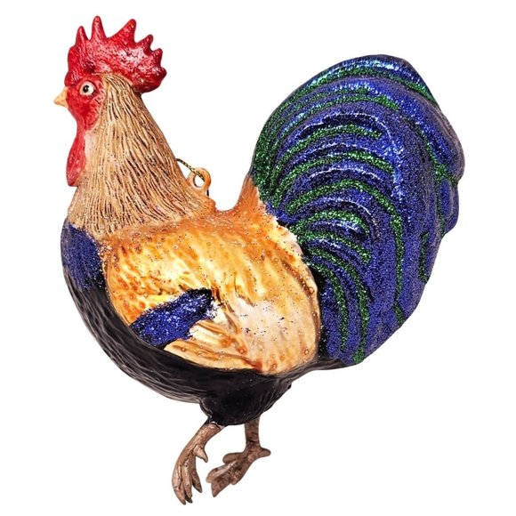 Rooster 5.5" Glass Ornament - Christmas Party Decor - Picture 2 of 3